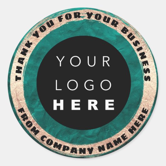 カスタムロゴ名シール金ゴールドティール（緑がかった色）ロゴケーキ菓子 ラウンドシール (正面)