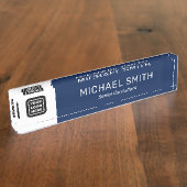 カスタムロゴ名タイトルエレガントNavy Blue デスクネームプレート (側面)