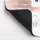 カスタムロゴ名モノグラムバラピンクストライプ色 マウスパッド (コーナー)