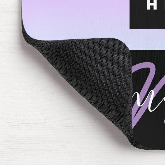 カスタムロゴ名モノグラムブラックダスティパープル マウスパッド (コーナー)