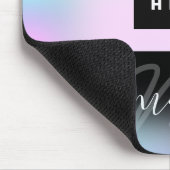 カスタムロゴ名モノグラムホログラフピンクブルー マウスパッド (コーナー)