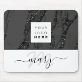 カスタムロゴ名モノグラムマーブル白黒 マウスパッド (正面)