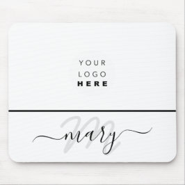 カスタムロゴ名モノグラムミニマル白黒 マウスパッド