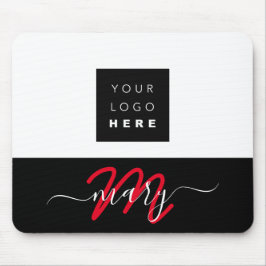 カスタムロゴ名モノグラム白黒赤 マウスパッド