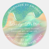 カスタムロゴ名体バタードリップネイビーグリーンミント ラウンドシール (正面)