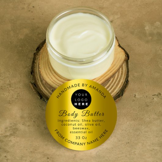 カスタムロゴ名体バター化粧品マスタード ラウンドシール