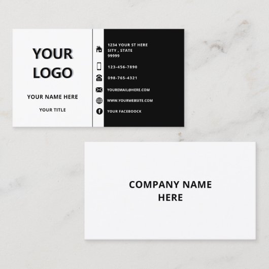 カスタムロゴ名情報名刺 – お使いの色 名刺 (正面/裏面)