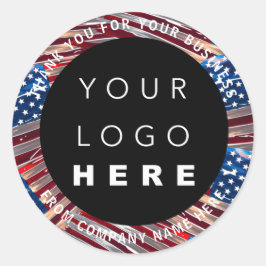 カスタムロゴ名US Flag American Thank You ラウンドシール