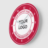 カスタムロゴ名Webサイトの色パーソナライズされた – 赤 ラージ壁時計 (傾斜)