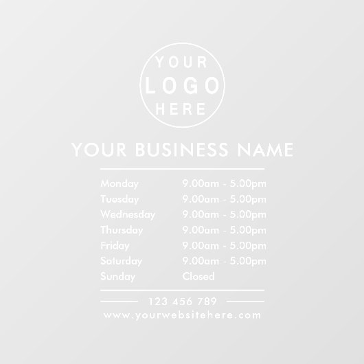 カスタムロゴ営業時間連絡業務 ウィンドウサイン (シート)