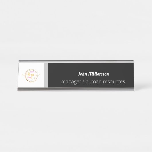 カスタムロゴ大きい四角形ミニマル デスクネームプレート (正面)