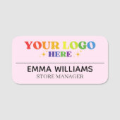 カスタムロゴ従業員の磁気または安全ピンピンク 名札 (正面)