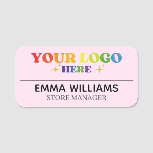 カスタムロゴ従業員の磁気または安全ピンピンク 名札 (正面)