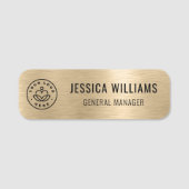 カスタムロゴ従業員の磁気安全ピンフェイク金ゴールド 名札 (正面)