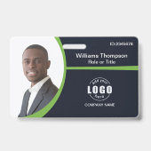 カスタムロゴ従業員の緑のバー企業のコード バッジ (表面)