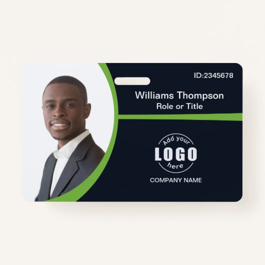 カスタムロゴ従業員の緑のバー企業のコード バッジ (正面)