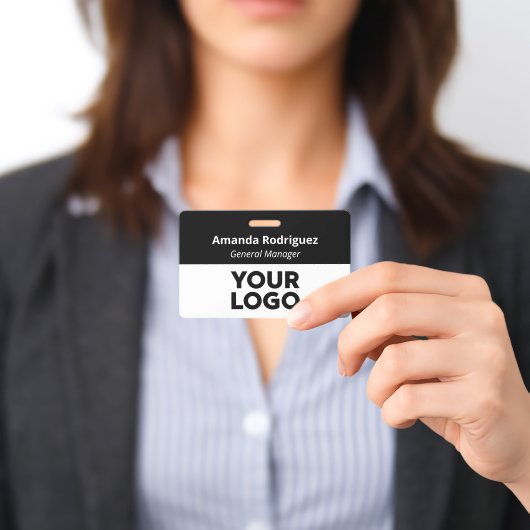 カスタムロゴ従業員シンプル白黒名 バッジ (プレゼンテーション)