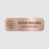 カスタムロゴ従業員フェイクブラシ付きバラ金ゴールド 名札 (正面)