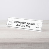 カスタムロゴ従業員フォトシンプル白黒 デスクネームプレート (正面)