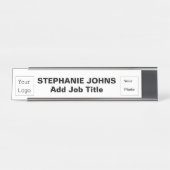 カスタムロゴ従業員フォトシンプル白黒 デスクネームプレート (正面)