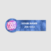 カスタムロゴ従業員マットブルーメタリック名タグ 名札 (正面)