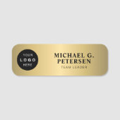 カスタムロゴ従業員名タイトル金ゴールド磁気 名札 (正面)