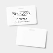 カスタムロゴ従業員名タイトルwhite id バッジ (表裏)