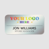 カスタムロゴ従業員磁気または安全ピンシルバー 名札 (正面)