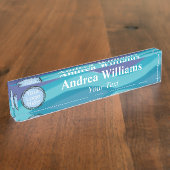 カスタムロゴ抽象芸術水彩ストライプ色 デスクネームプレート (側面)