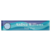 カスタムロゴ抽象芸術水彩ストライプ色 デスクネームプレート (正面)