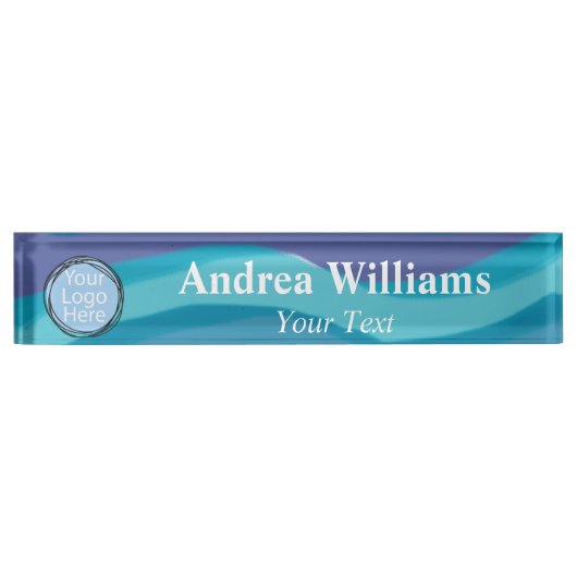 カスタムロゴ抽象芸術水彩ストライプ色 デスクネームプレート (正面)