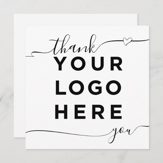 カスタムロゴ文字エレガントスクエアサンキューカード (正面/裏面)