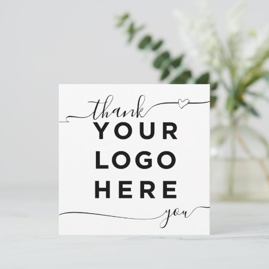 カスタムロゴ文字エレガントスクエアサンキューカード (スタンド正面)