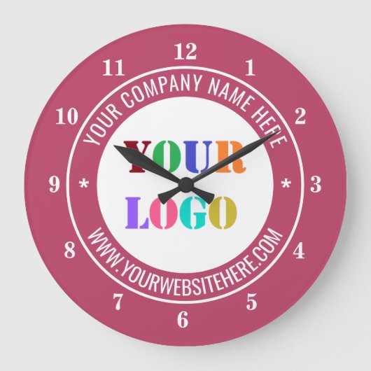 カスタムロゴ文字ビジネスギフト時計の色を選択 ラージ壁時計 (正面)