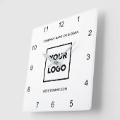 カスタムロゴ文字白ミニマル色 スクエア壁時計 (傾斜)