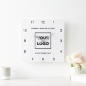 カスタムロゴ文字白ミニマル色 スクエア壁時計 (ホーム)