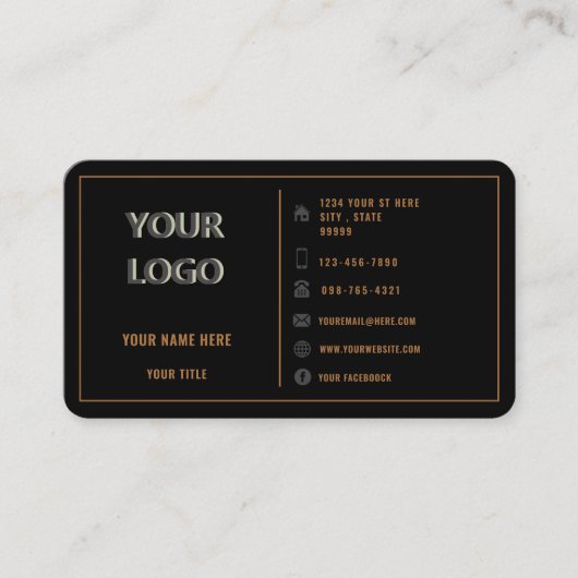 カスタムロゴ文字金ゴールドとブラック名刺 名刺 (正面)