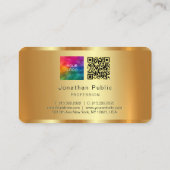 カスタムロゴ文字QRコード金ゴールドテンプレート 名刺 (裏面)