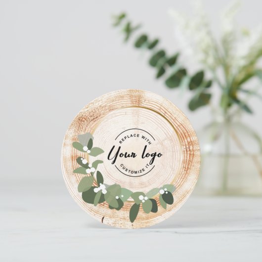 カスタムロゴ木目モダンリース シーズンカード (スタンド正面)