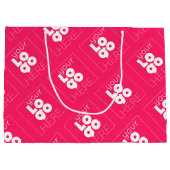 カスタムロゴ柄ホットピンクXL紙ショッピングバッグ ラージペーパーバッグ (裏面)