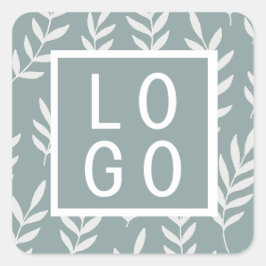 カスタムロゴ植物葉柄セージ緑 スクエアシール