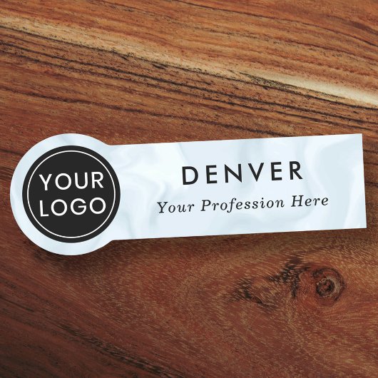 カスタムロゴ業務スタッフ社員ブルー淡い色のグレイ 名札