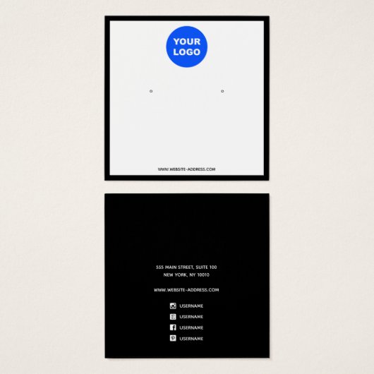 カスタムロゴ正方形ホワイトイヤリングディスプレイの追加 (正面&裏面)