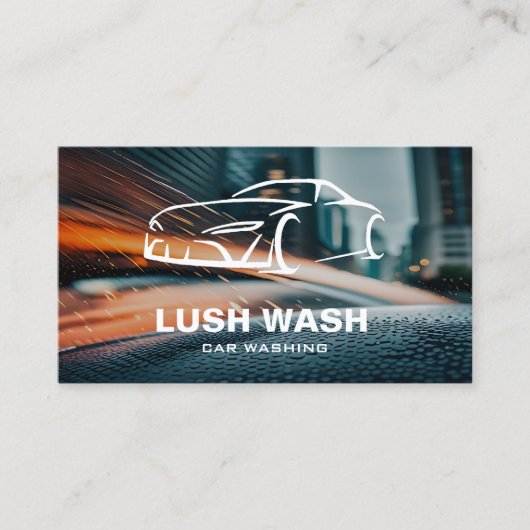 カスタムロゴ洗車自動 |クリーニ車のング 名刺 (正面)