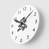 カスタムロゴ画像ビジネス白黒 ラウンド壁時計 (傾斜)