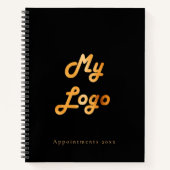 カスタムロゴ画像 ビジネス ブラック ゴールド ノートブック (正面)