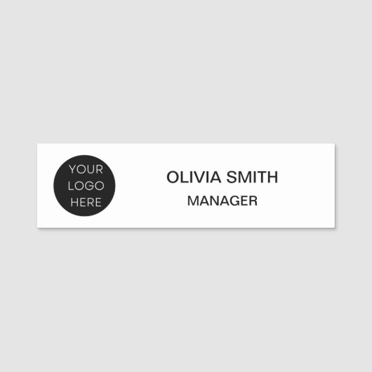 カスタムロゴ白ミニマモダンリスト 名札 (正面)