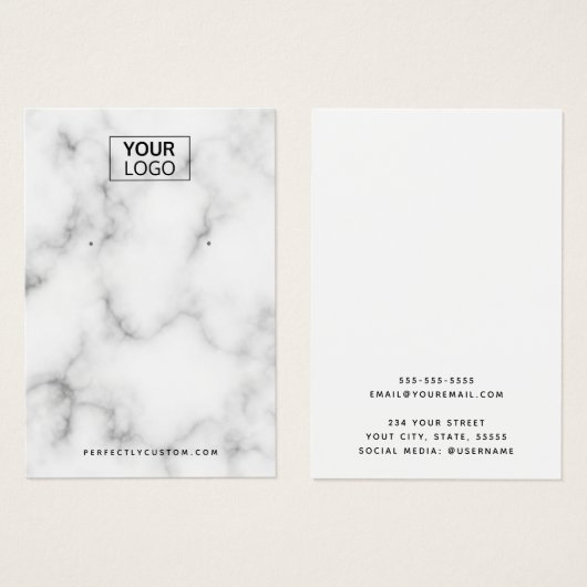 カスタムロゴ白大理石イヤリングディスプレイカード (正面&裏面)