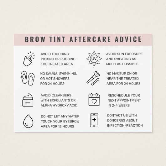 カスタムロゴ眉毛ティントアフターケアカード (裏面)