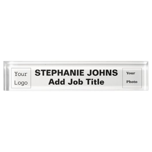 カスタムロゴ社員フォト白黒シンプル デスクネームプレート (正面)